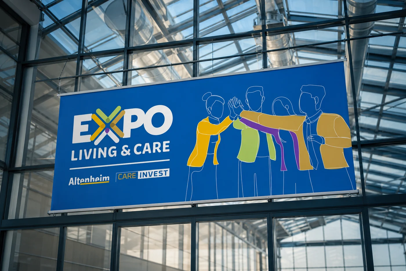 EXPO LIVING & CARE — hanging banner in the entrance hall