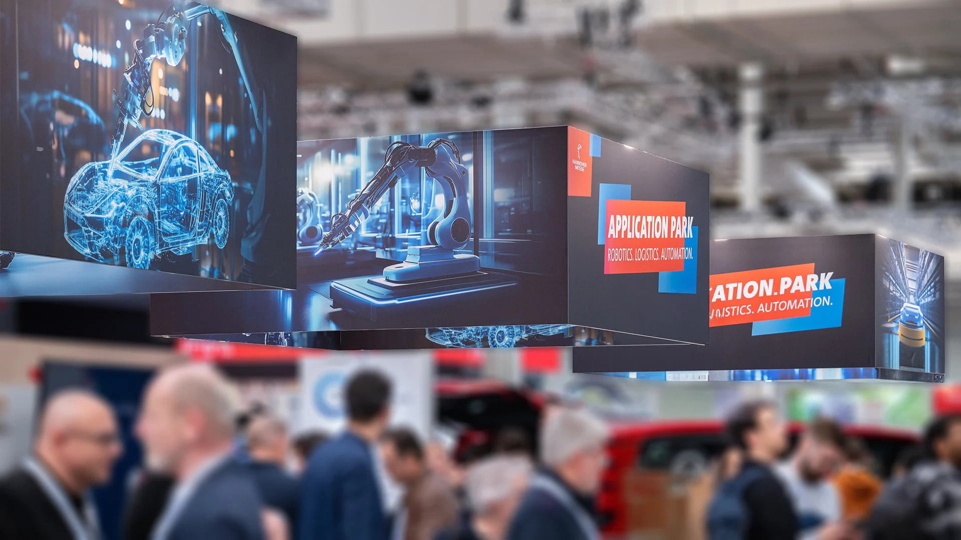 Hannover Messe — Application Park, LED surfaces with AI-assisted imagery